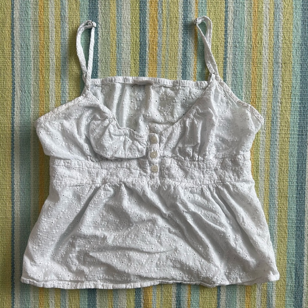 Brandy Melville White Floral Imprinted Tank Top